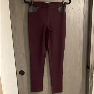 DKNY Burgundy Leggings with Black Accents
